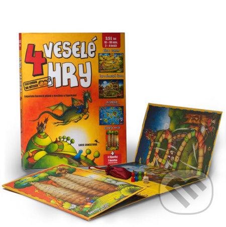 4 veselé hry - Leporelo herních plánů s kostkou a figurkami-Lucie Ernestová