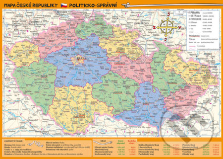 Mapa České republiky – zeměpisná a politicko-správní-